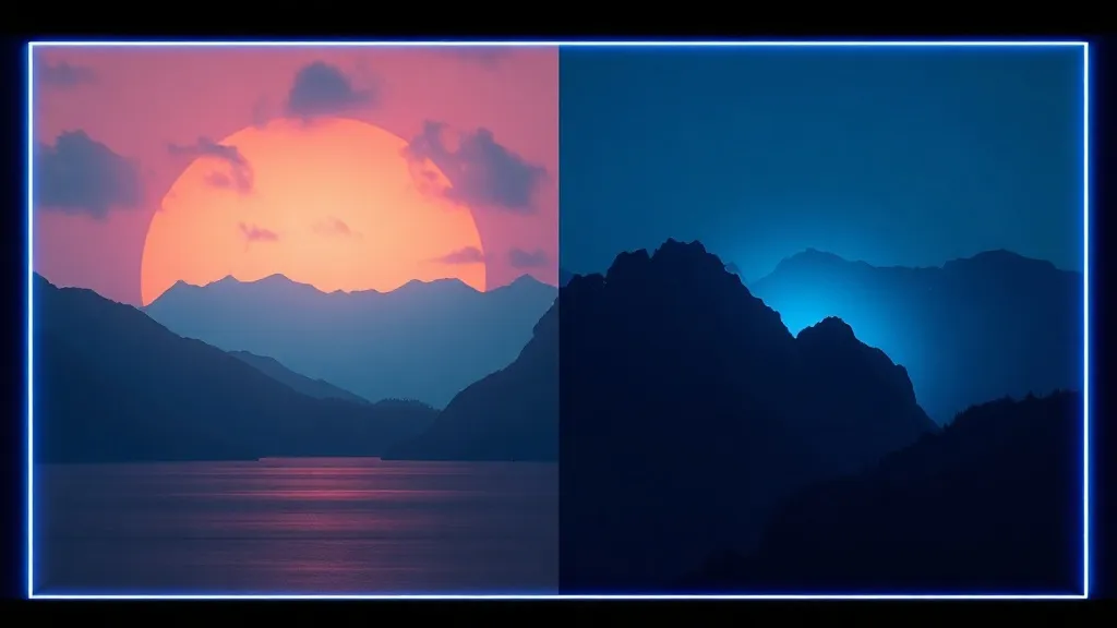 A split screen showing a square image 1:1 and a wide cinemat